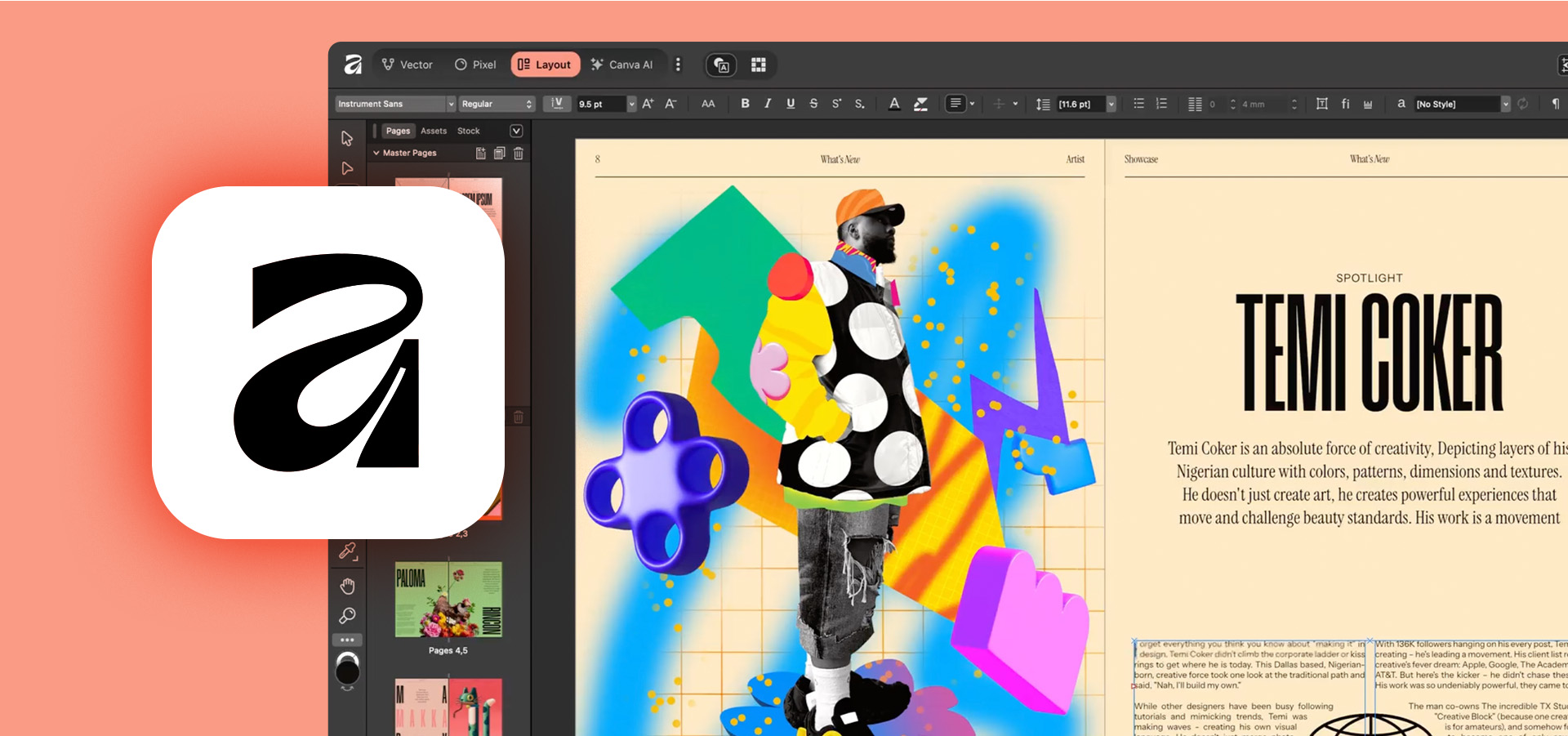 Training Starten met Affinity Layout